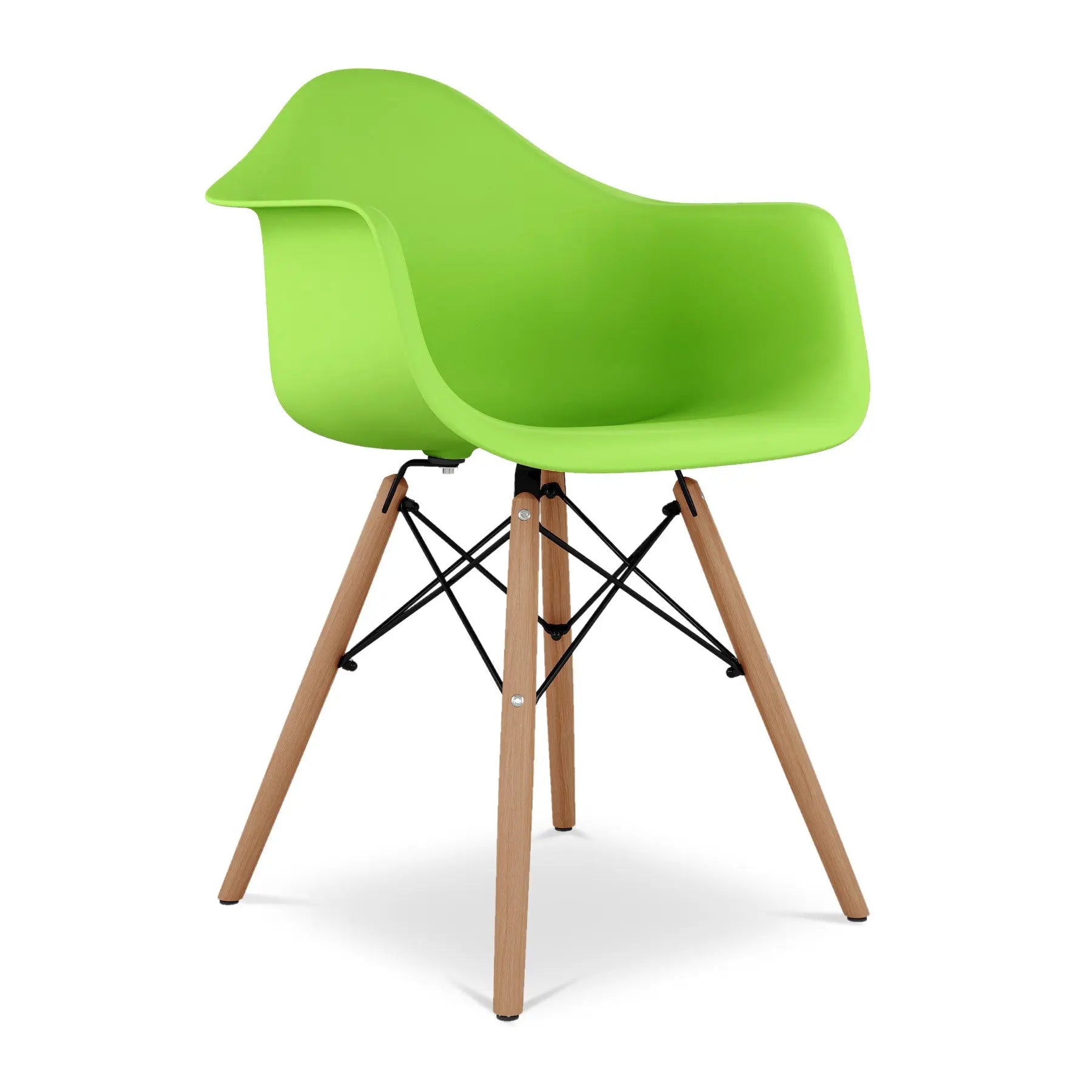Green And Natural Heavy Duty Plastic And Solid Wood Dining Arm Chair Homeroots Kitchen & Dining