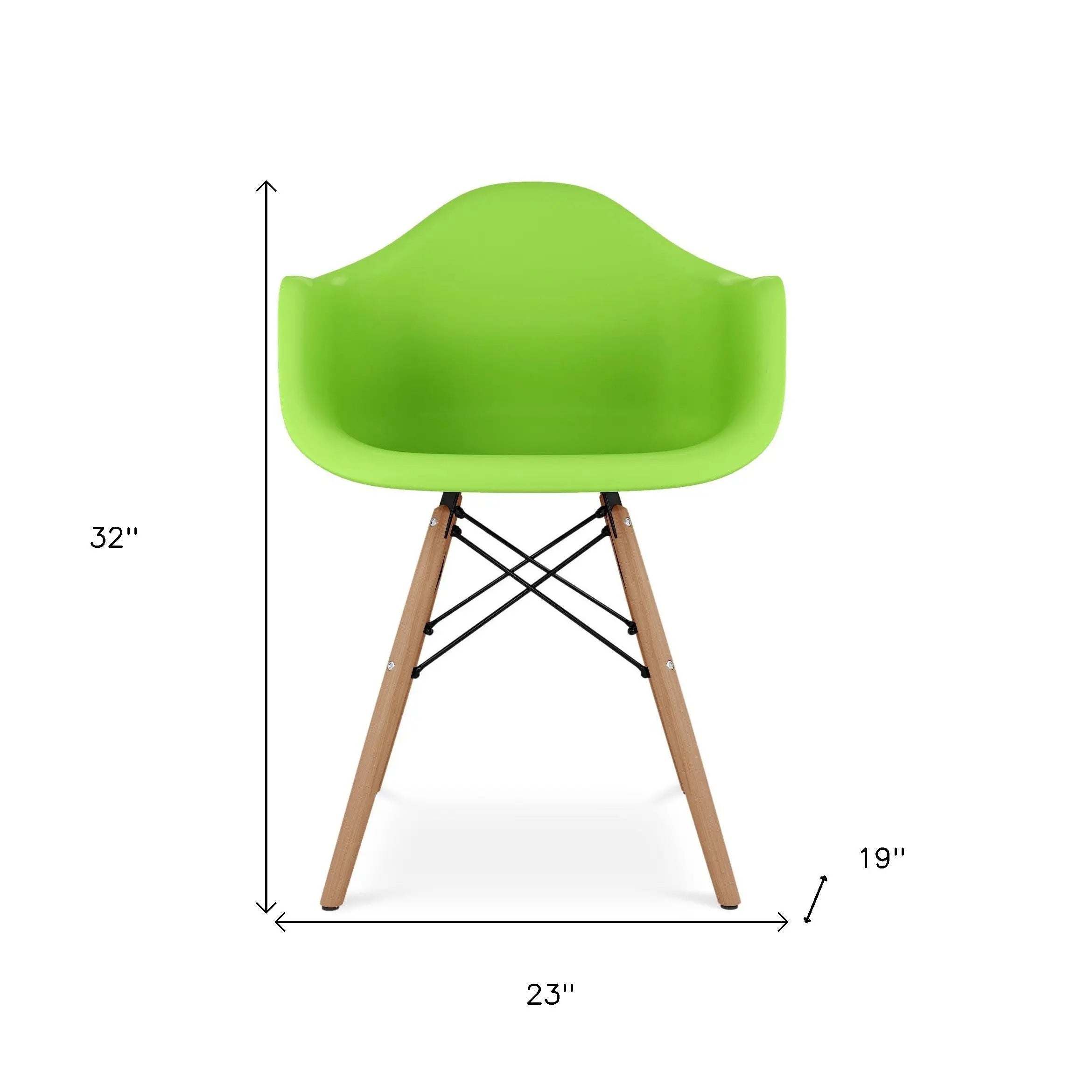 Green And Natural Heavy Duty Plastic And Solid Wood Dining Arm Chair Homeroots Kitchen & Dining