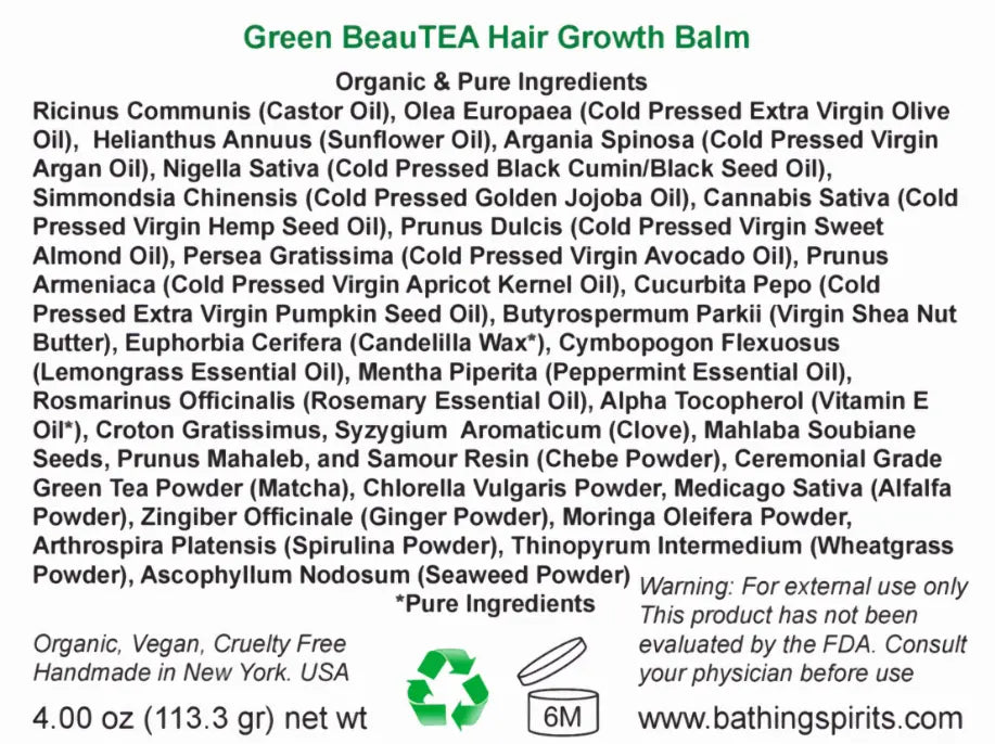 Green BeauTEA Hair Butter Balm Bathing Spirits Inc