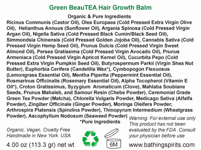 Green BeauTEA Hair Butter Balm Bathing Spirits Inc