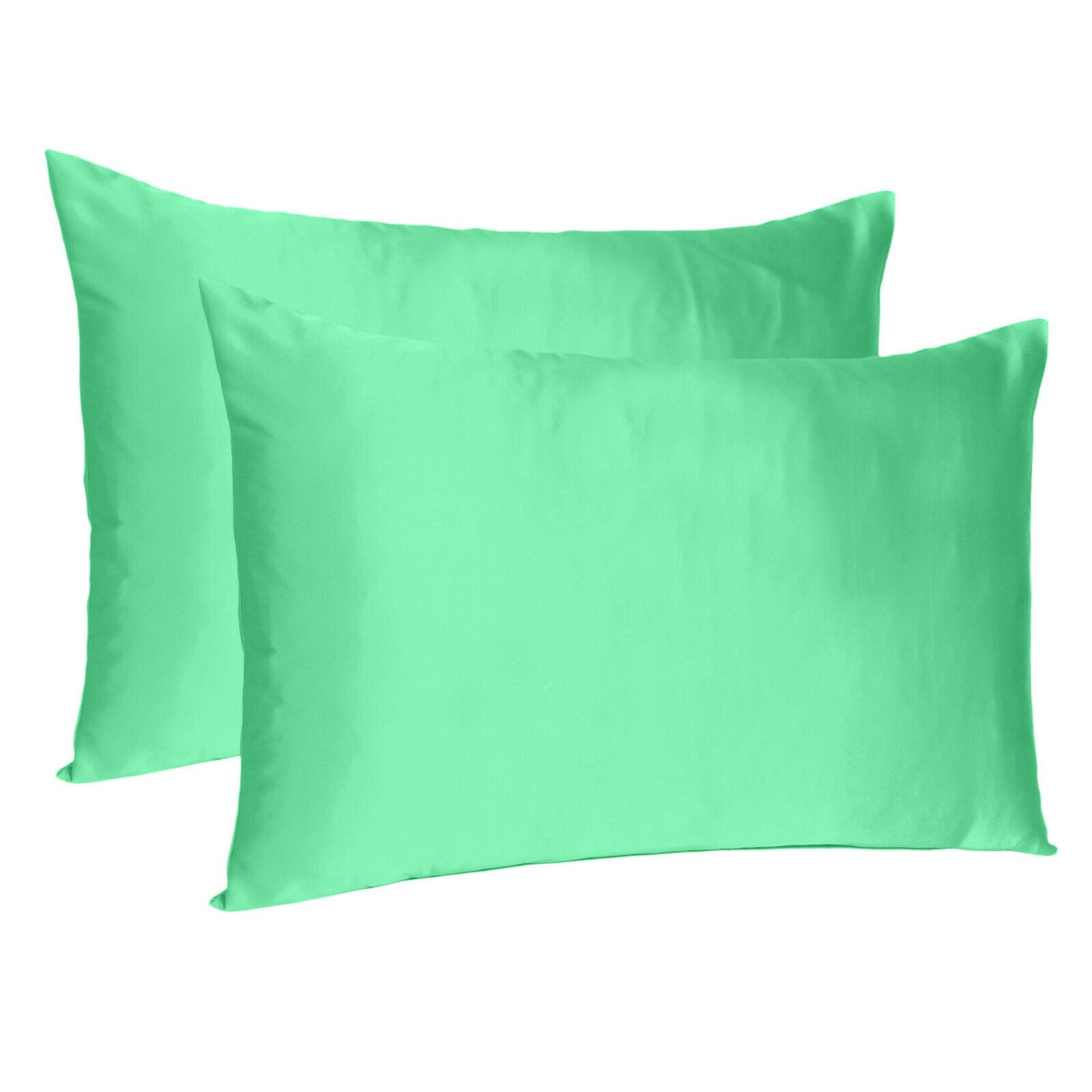 Green Dreamy Set Of 2 Silky Satin Standard Pillowcases Homeroots Bed & Bath