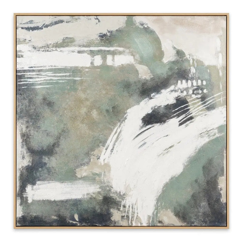 Green Expanse Hand Painted Light Brown Floater Frame Wall Art Homeroots Home Decor