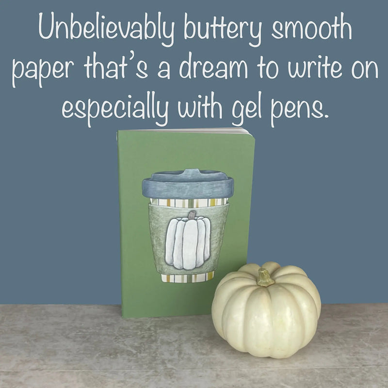 Green Pumpkin Spice - Handmade Notebook - A5ish Size Art by Erica H