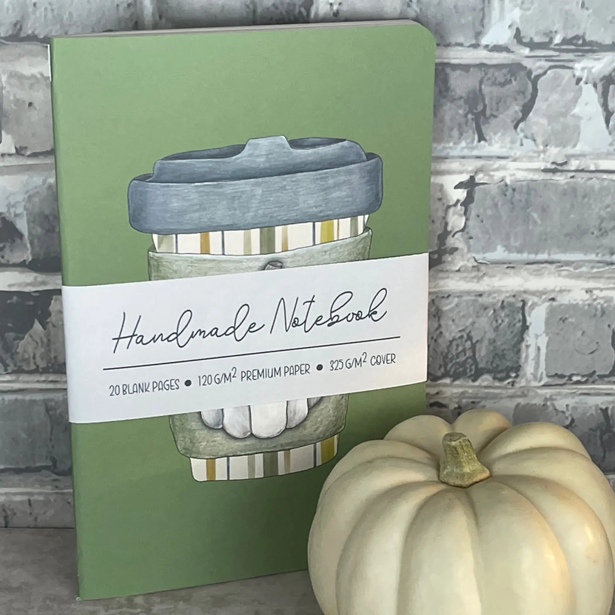 Green Pumpkin Spice - Handmade Notebook - A5ish Size Art by Erica H