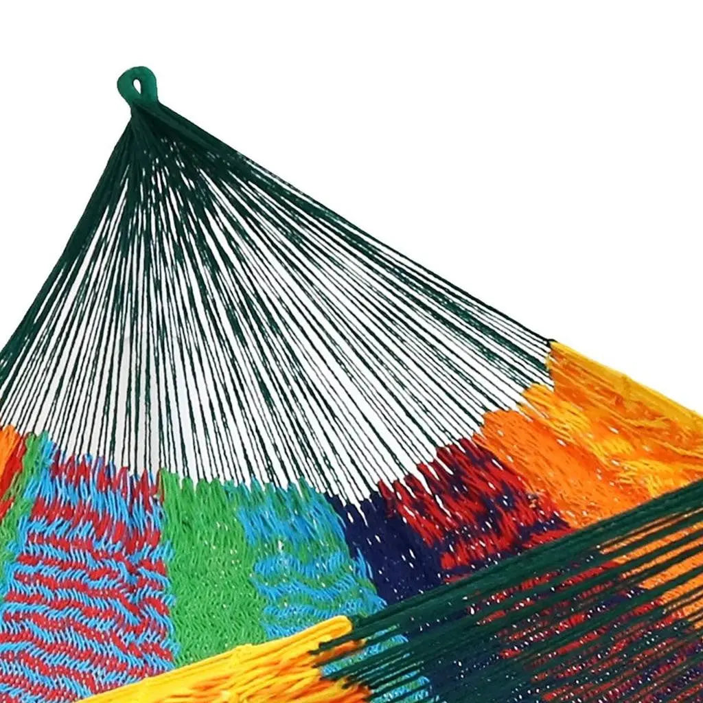 Green Red And Yellow Striped Double Hammock Homeroots Outdoor
