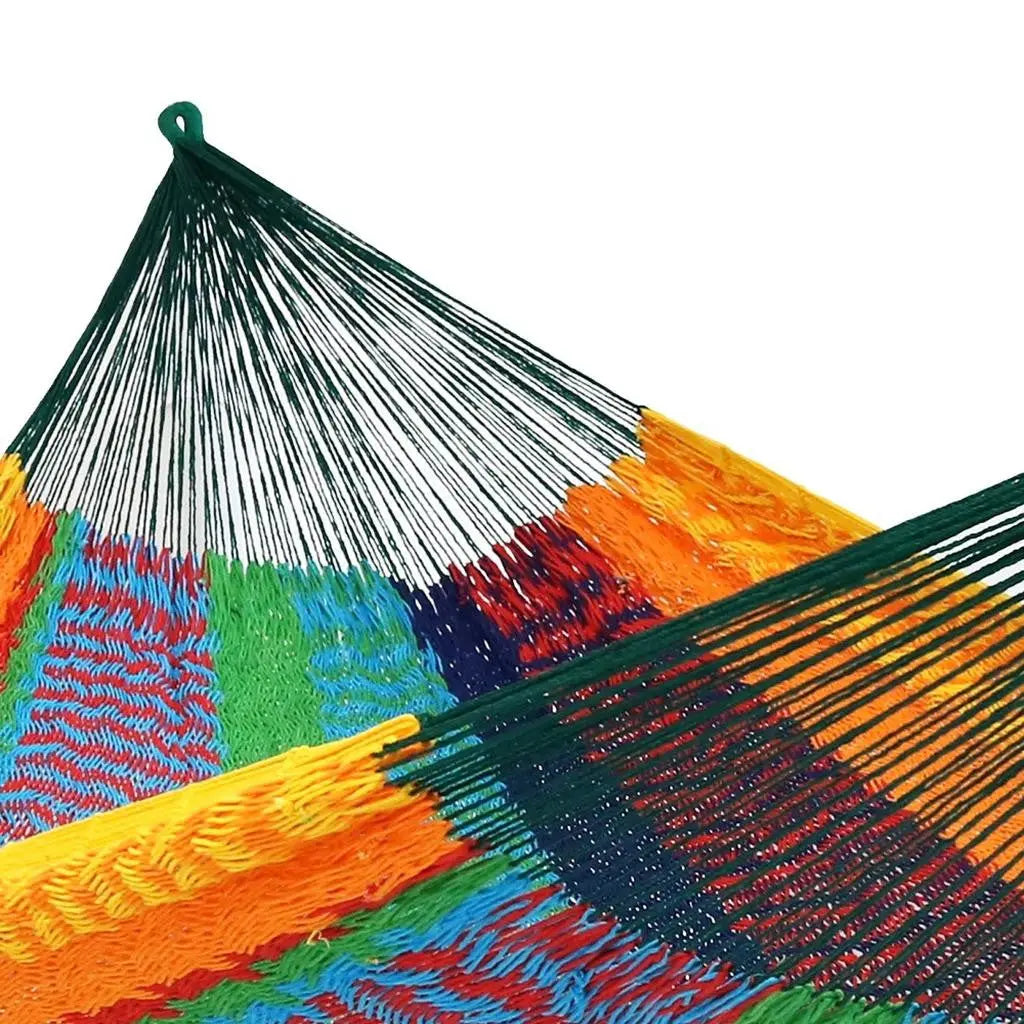 Green Red And Yellow Striped Double Hammock Homeroots Outdoor