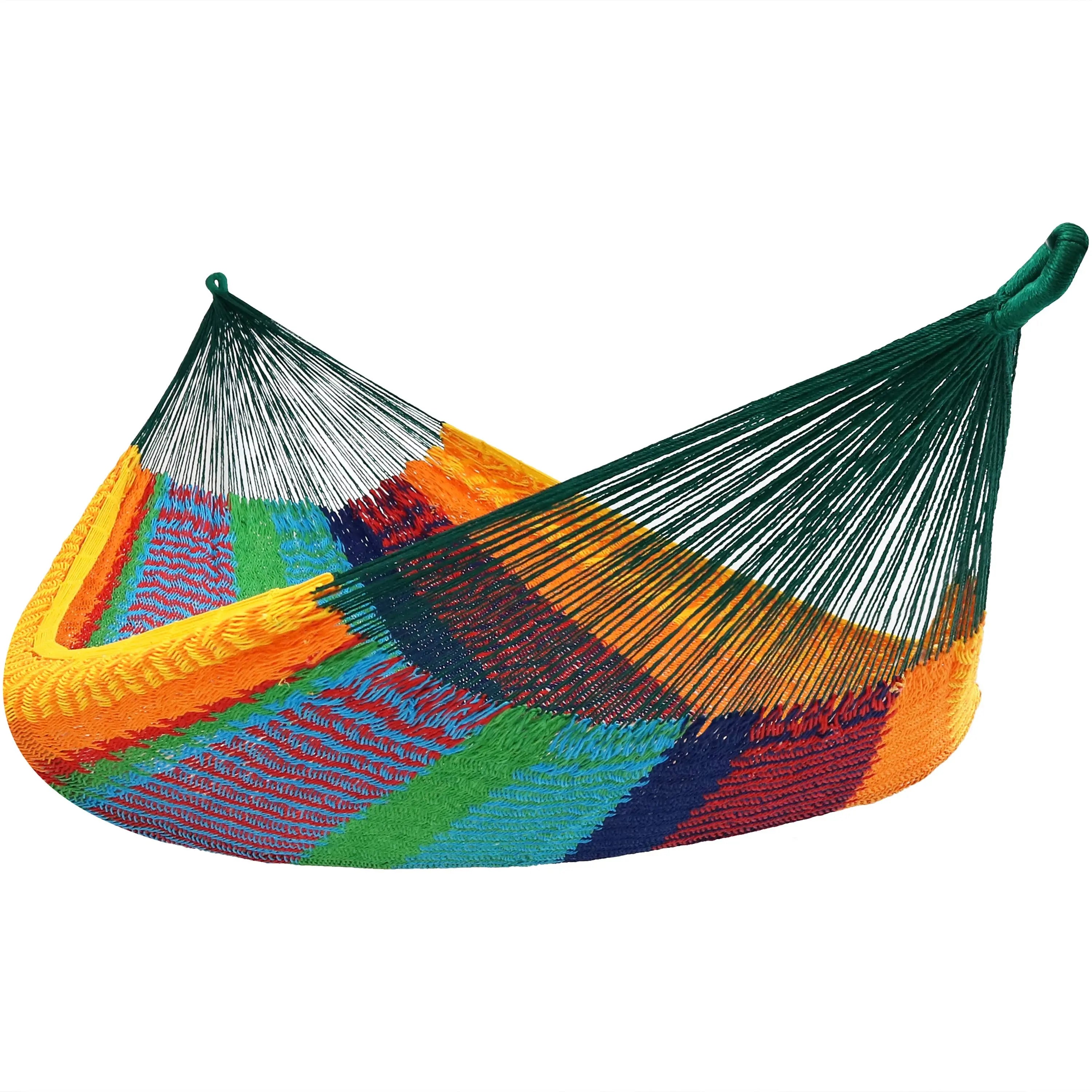 Green Red And Yellow Striped Double Hammock Homeroots Outdoor