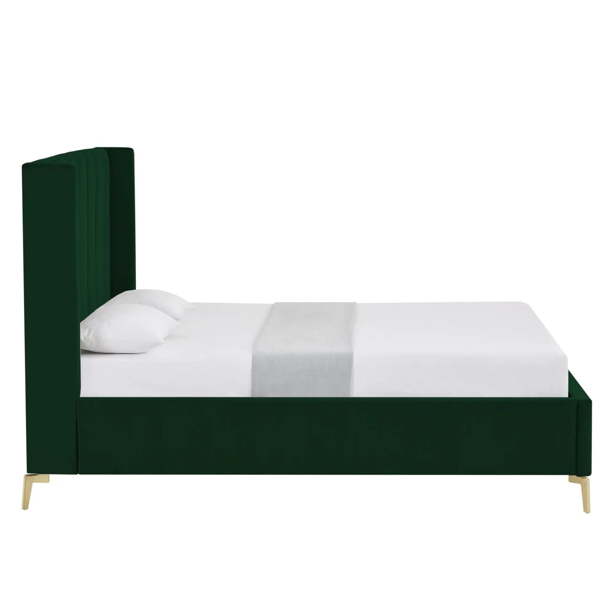Green Velvet Upholstered Full Bed Frame Homeroots Bed & Bath
