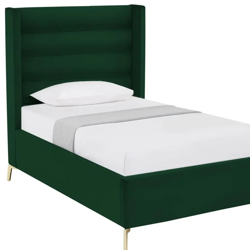 Green Velvet Upholstered Full Bed Frame Homeroots Bed & Bath