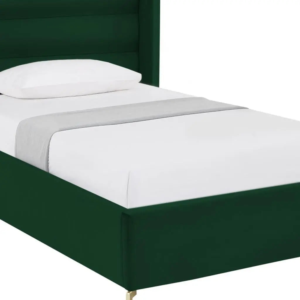 Green Velvet Upholstered Full Bed Frame Homeroots Bed & Bath