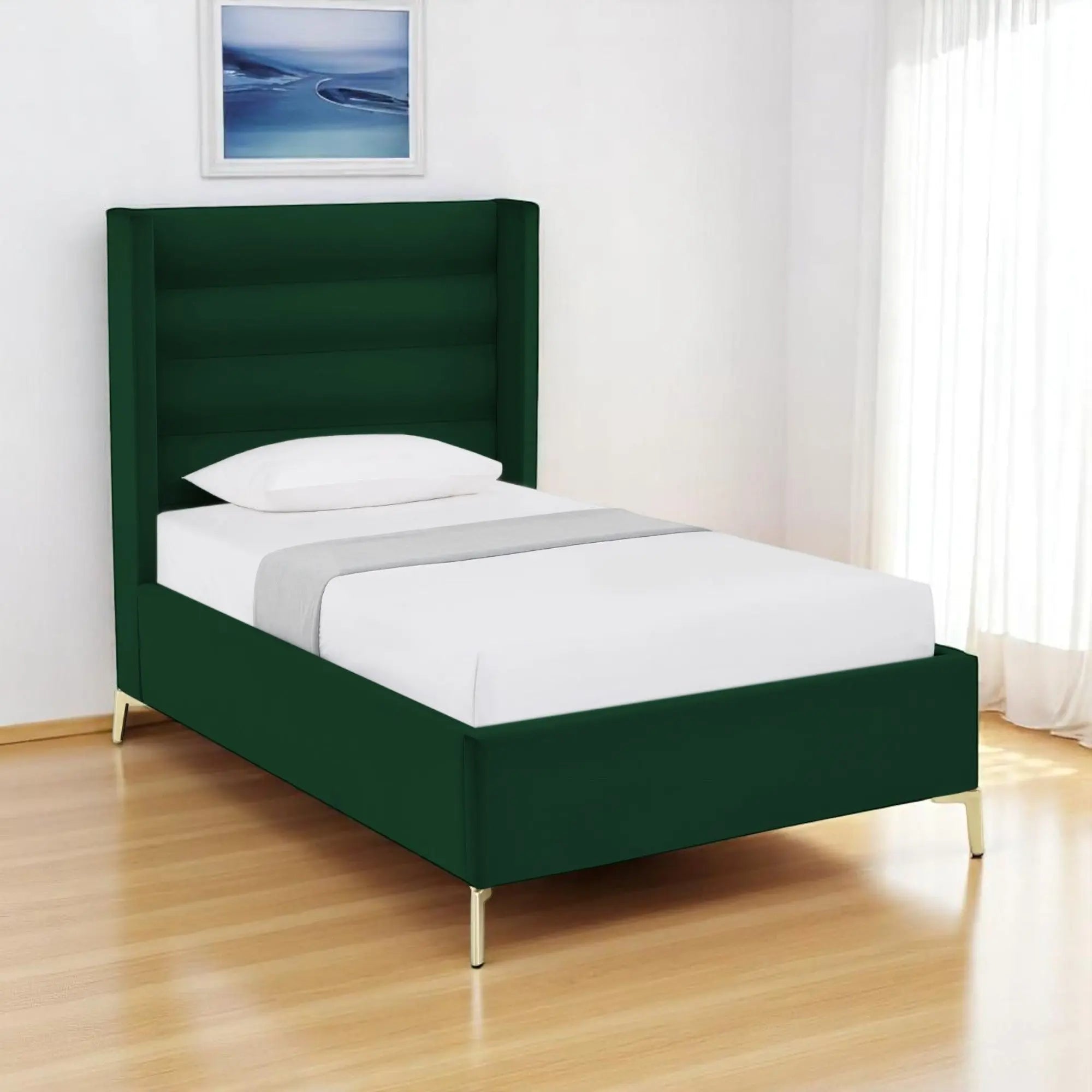 Green Velvet Upholstered Full Bed Frame Homeroots Bed & Bath