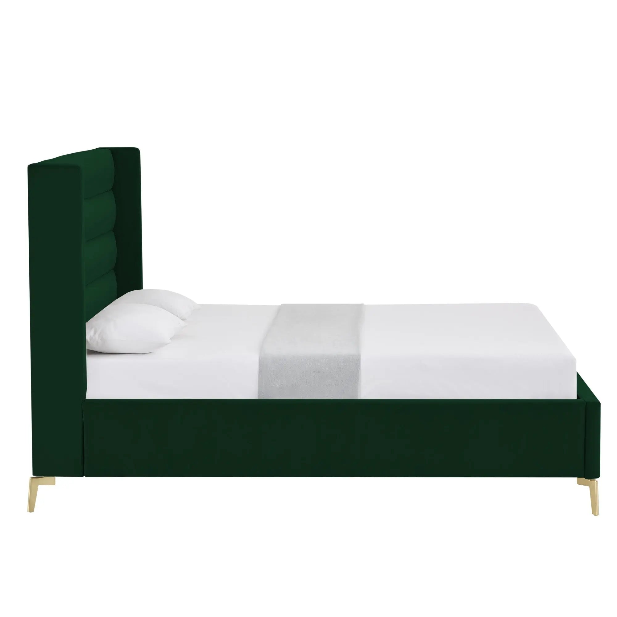 Green Velvet Upholstered Full Bed Frame Homeroots Bed & Bath