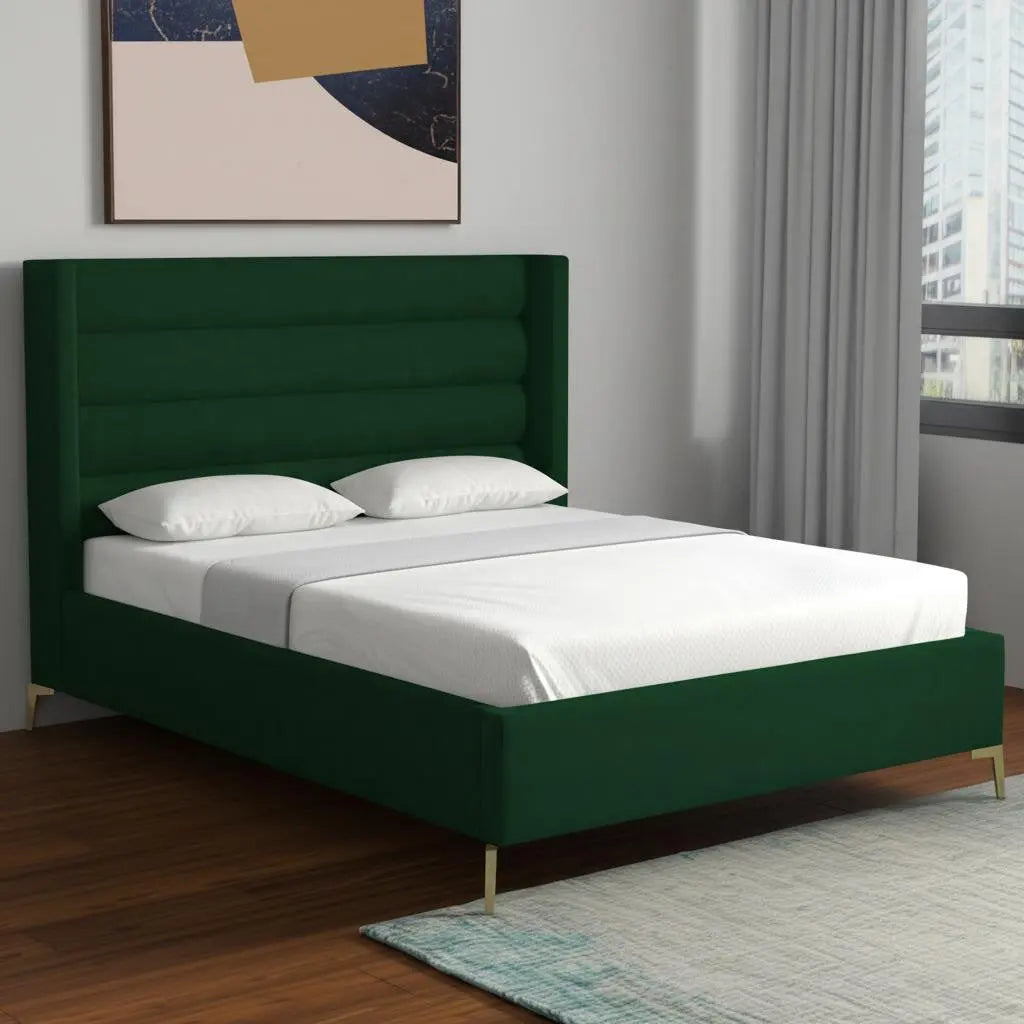 Green Velvet Upholstered King Bed Frame Homeroots Bed & Bath