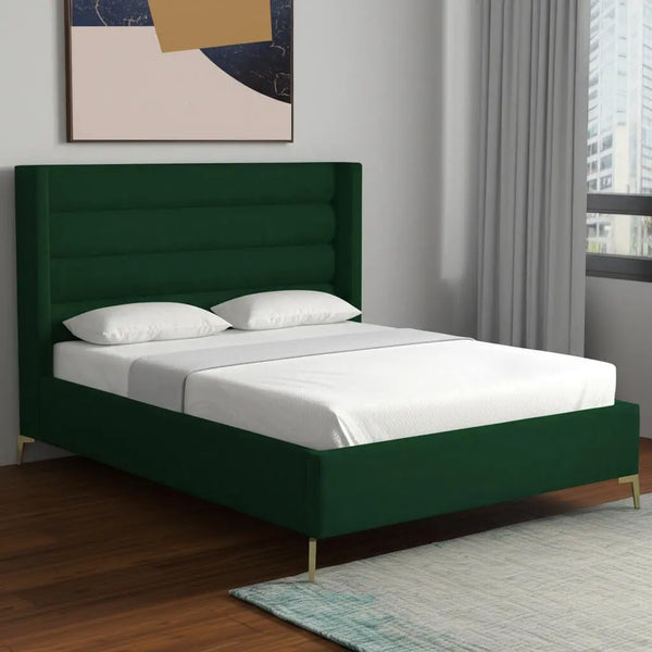 Green Velvet Upholstered King Bed Frame Homeroots Bed & Bath