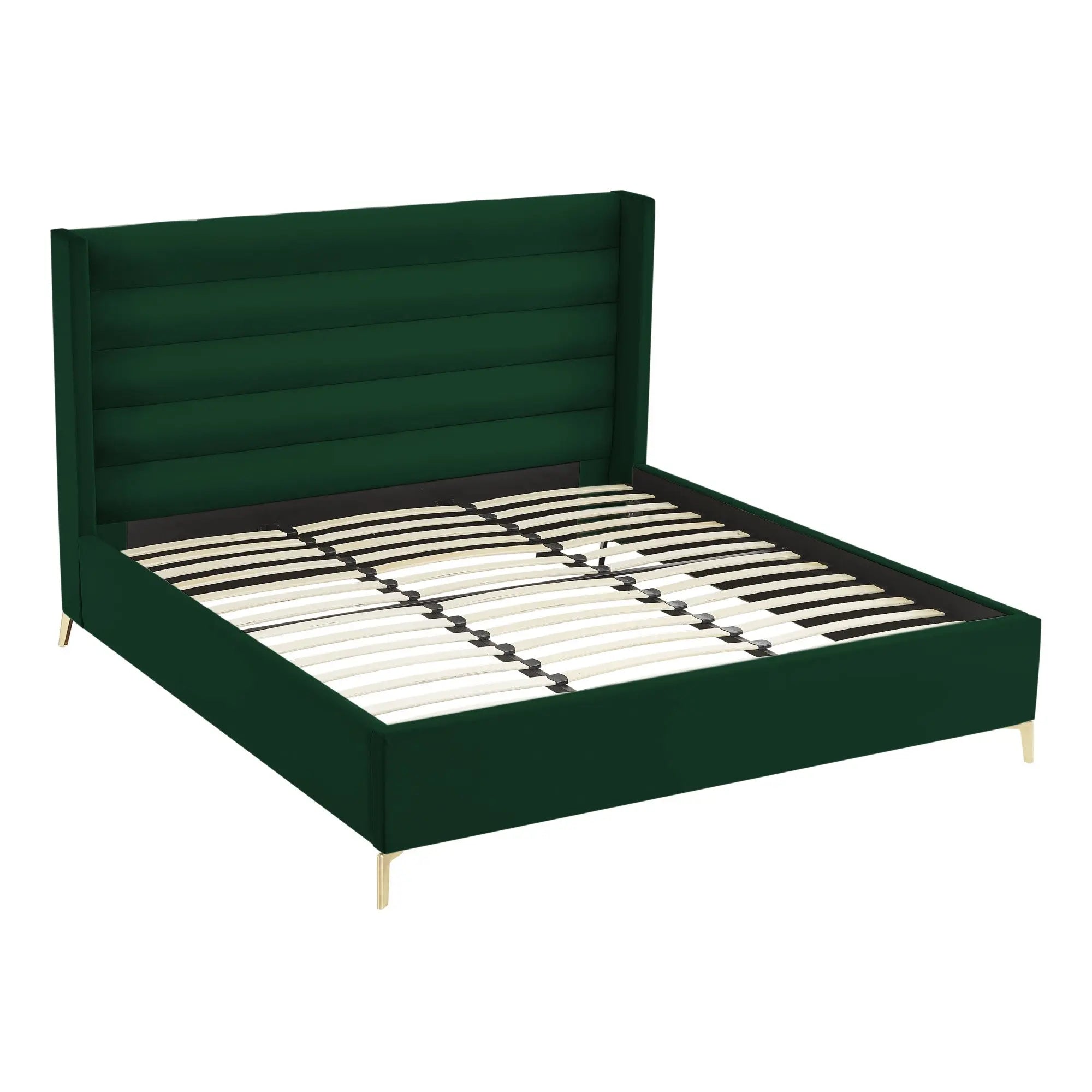 Green Velvet Upholstered King Bed Frame Homeroots Bed & Bath