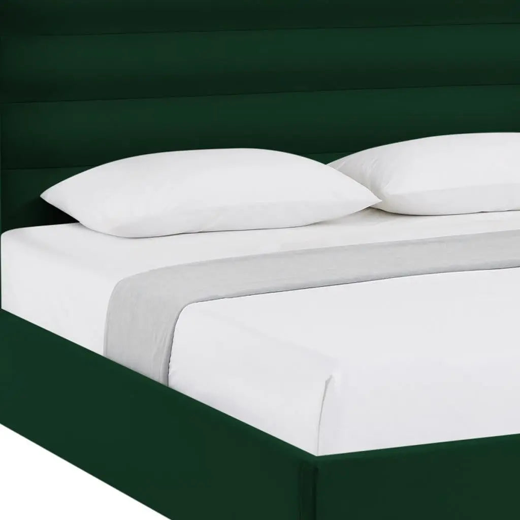 Green Velvet Upholstered King Bed Frame Homeroots Bed & Bath