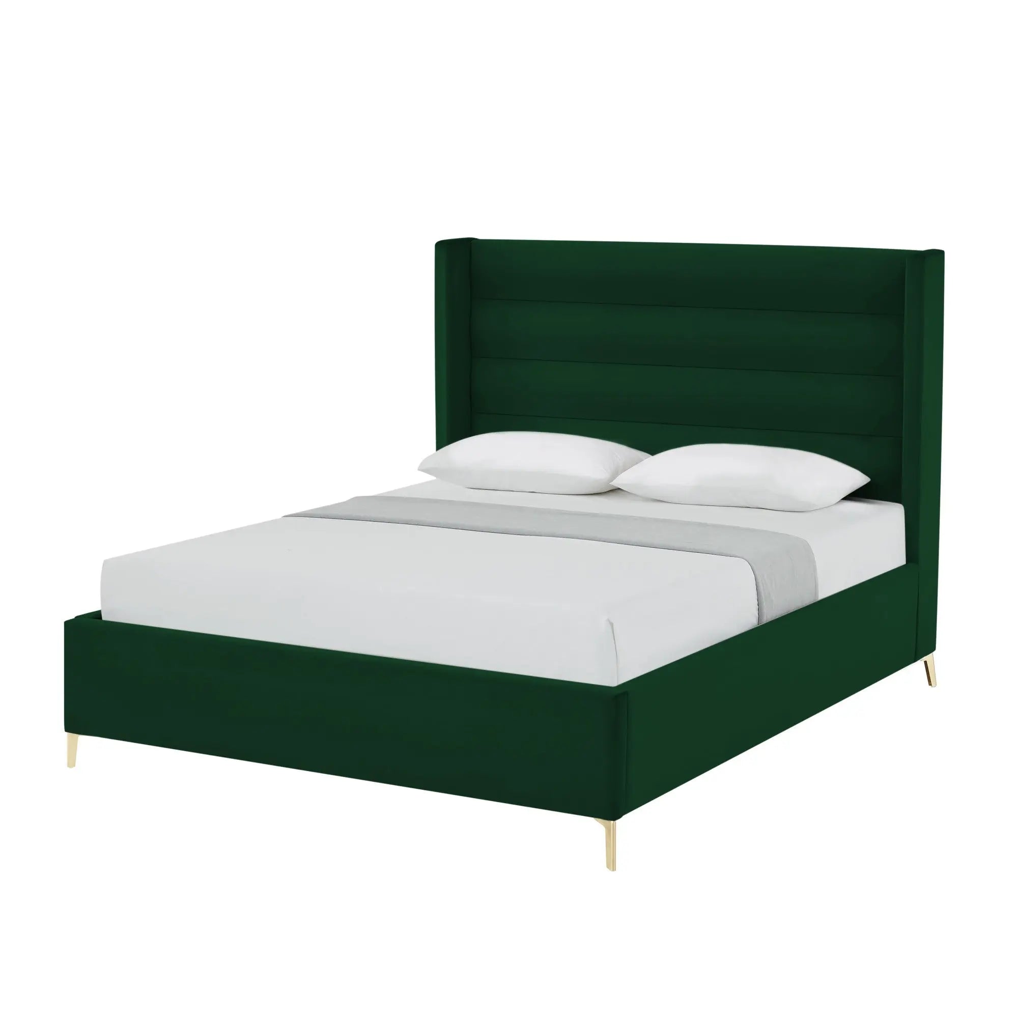 Green Velvet Upholstered Queen Bed Frame Homeroots Bed & Bath