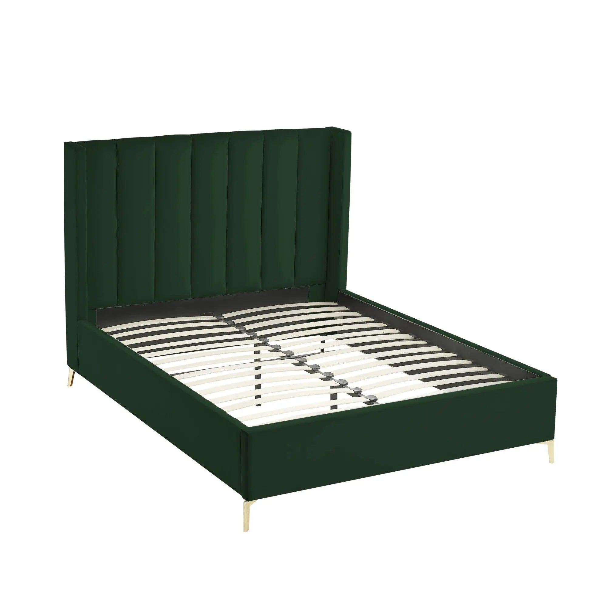 Green Velvet Upholstered Queen Bed Frame Homeroots Bed & Bath