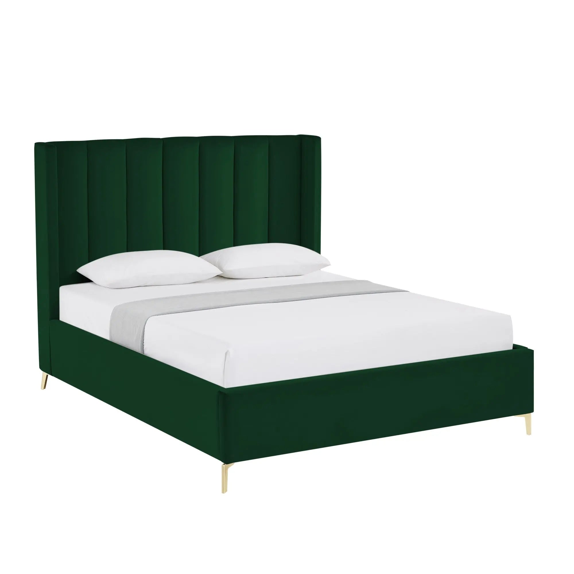 Green Velvet Upholstered Queen Bed Frame Homeroots Bed & Bath