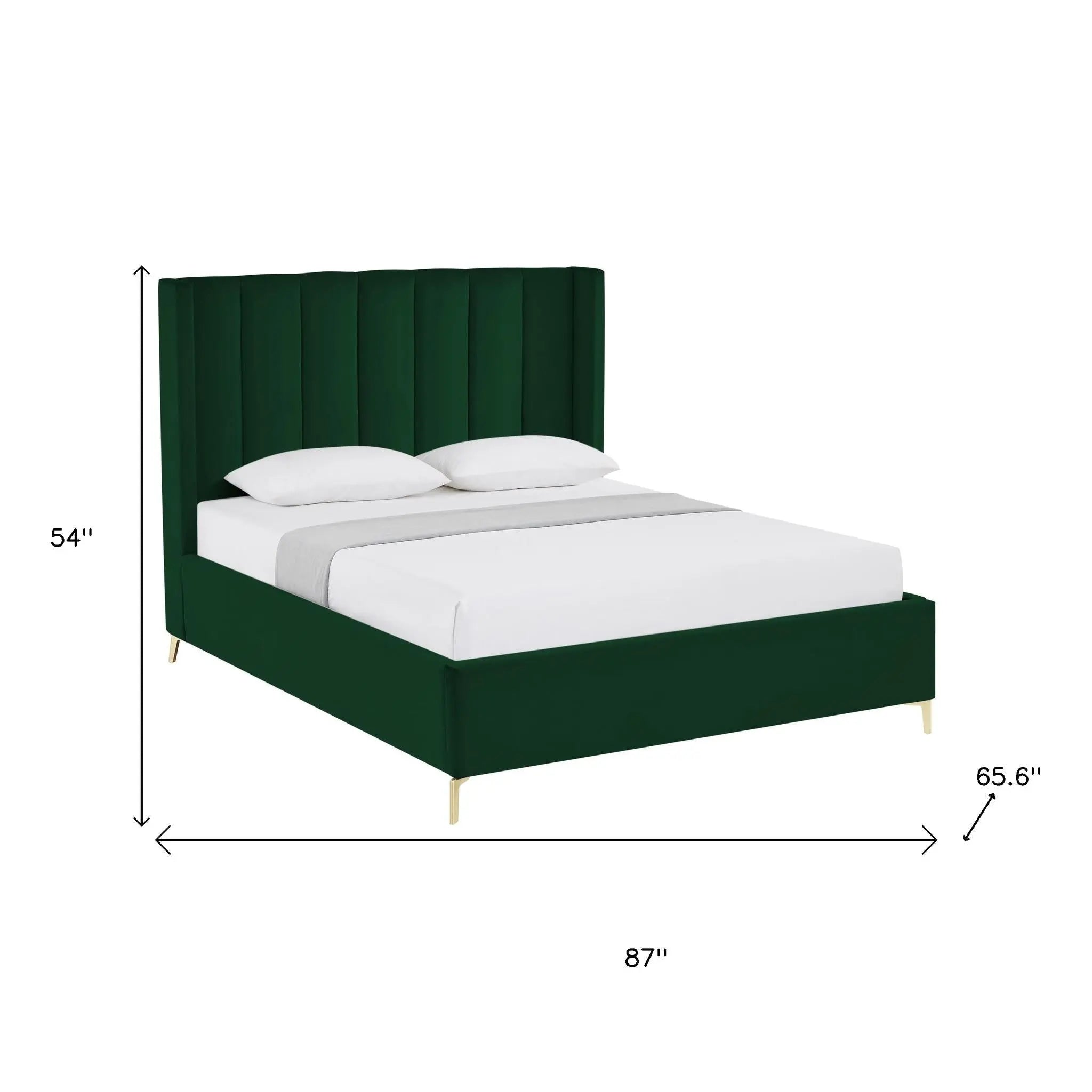 Green Velvet Upholstered Queen Bed Frame Homeroots Bed & Bath