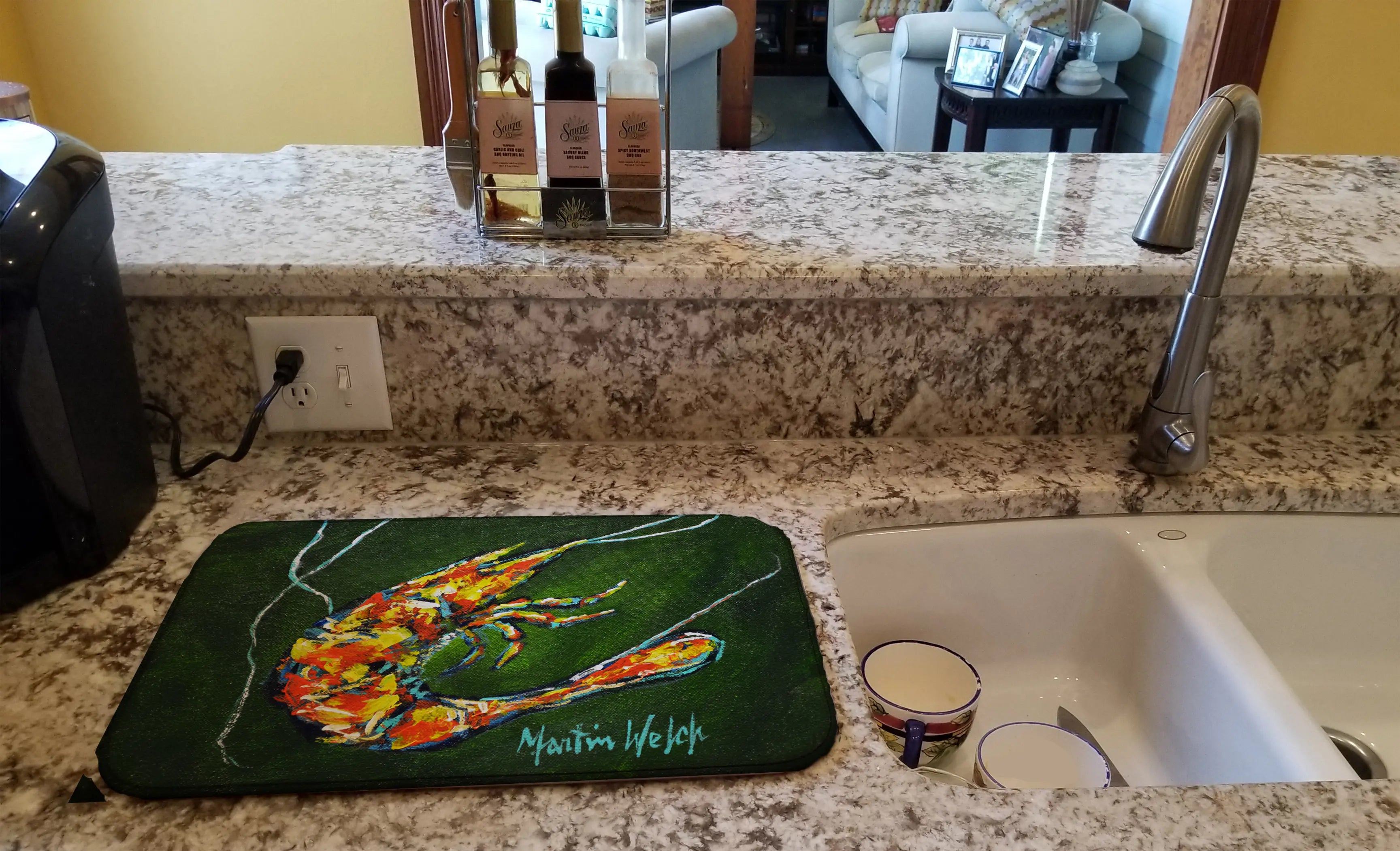 Green Waters Shrimp Dish Drying Mat Caroline's Treasures