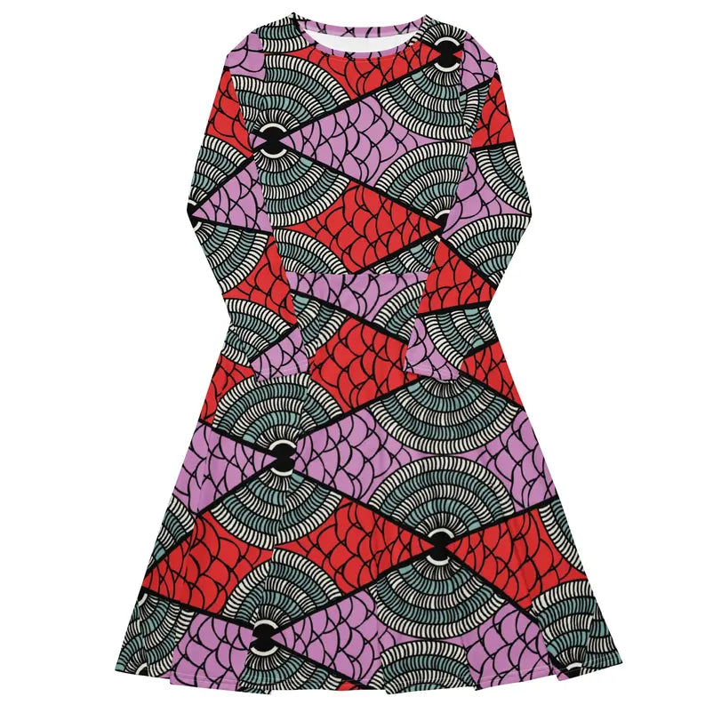 Green and Pink Ankara Midi Dress Adirelounge