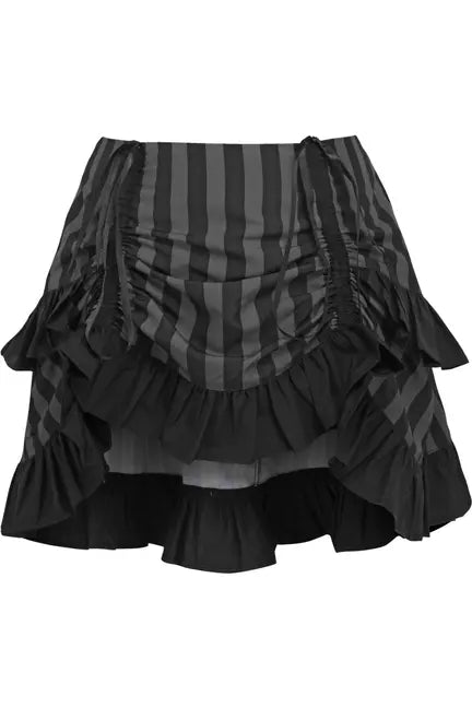 Grey/Black Striped Ruched Bustle Skirt Daisy Corsets