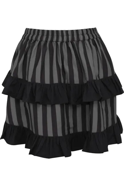 Grey/Black Striped Ruched Bustle Skirt Daisy Corsets