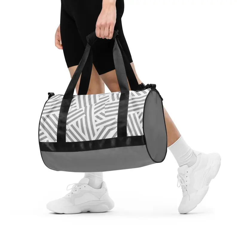 Grey and White Print Gym Bag Adirelounge