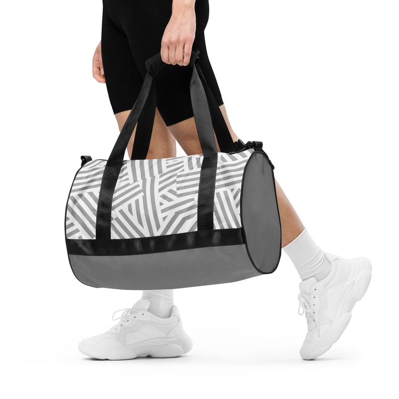 Grey and White Print Gym Bag Adirelounge