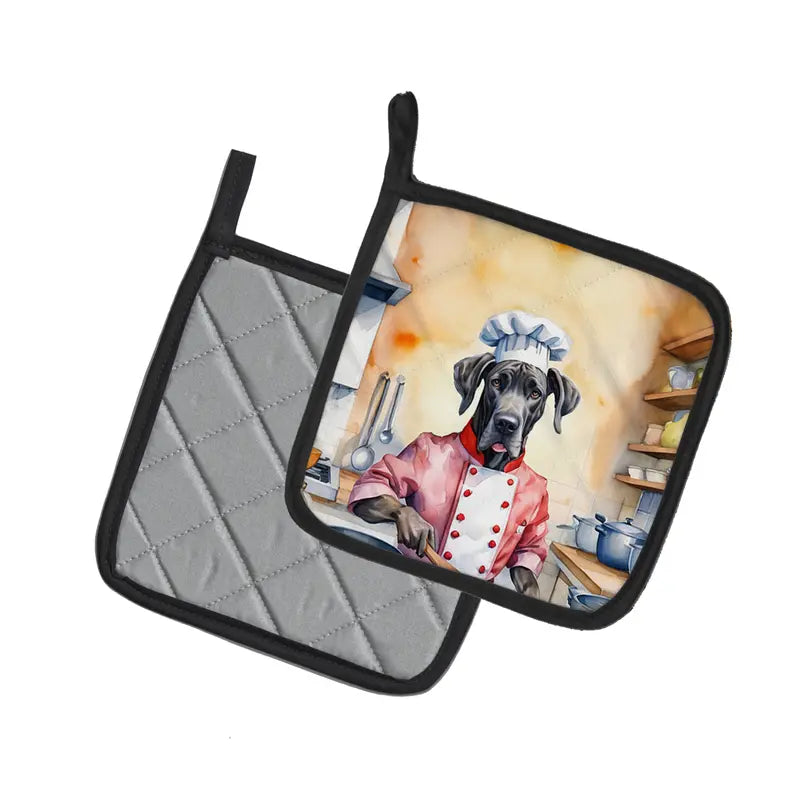 Greyhound The Chef Pair of Pot Holders Caroline's Treasures