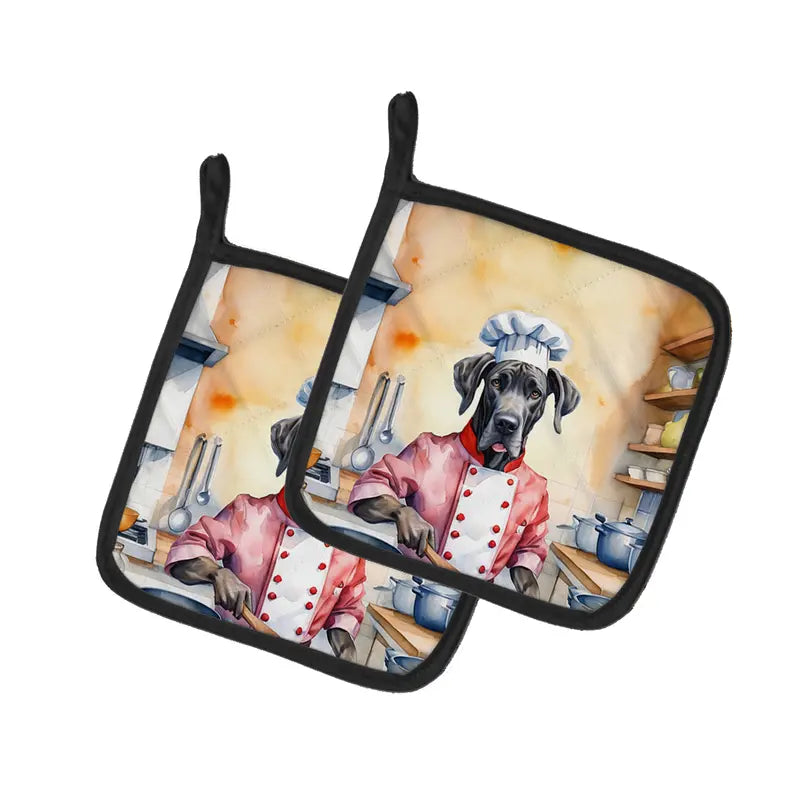 Greyhound The Chef Pair of Pot Holders Caroline's Treasures