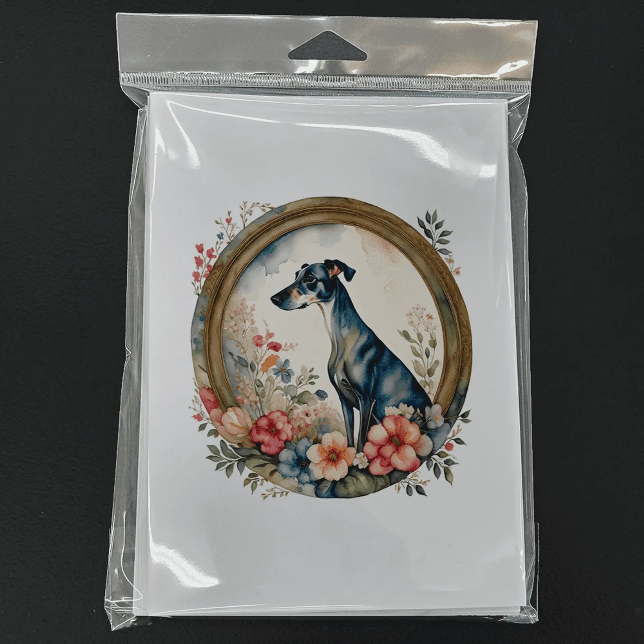 Greyhound and Flowers Greeting Cards Pack of 8 Caroline's Treasures
