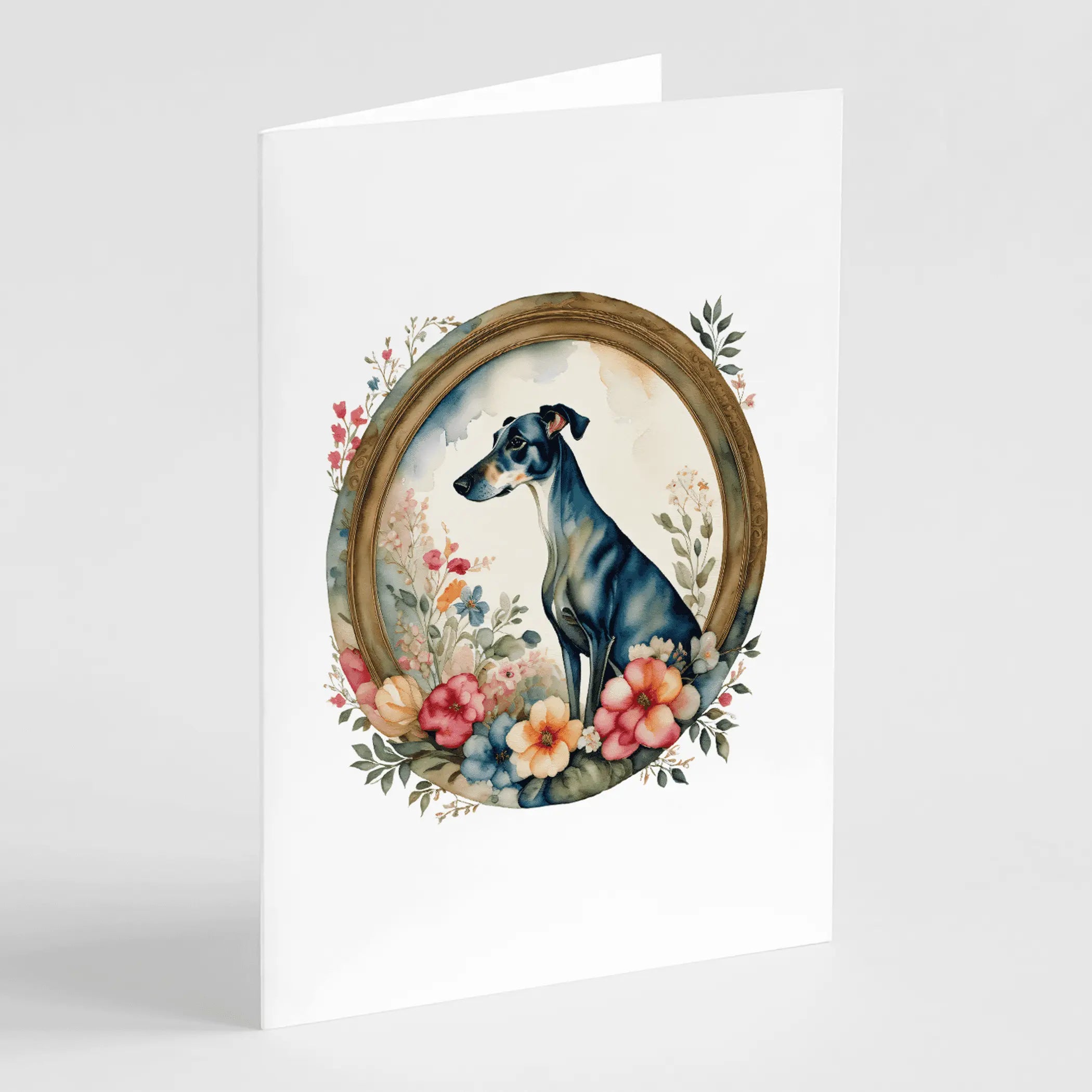 Greyhound and Flowers Greeting Cards Pack of 8 Caroline's Treasures