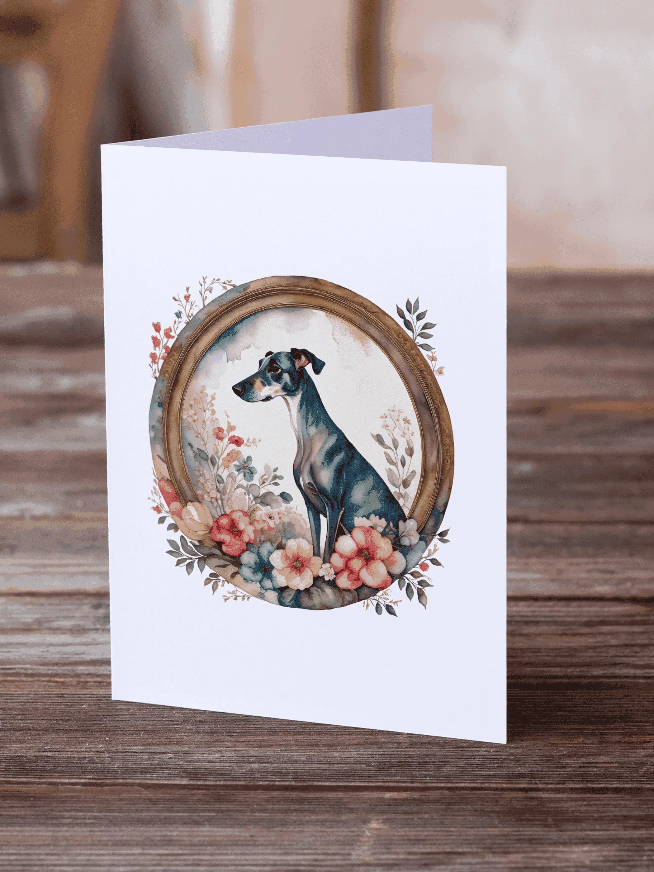 Greyhound and Flowers Greeting Cards Pack of 8 Caroline's Treasures