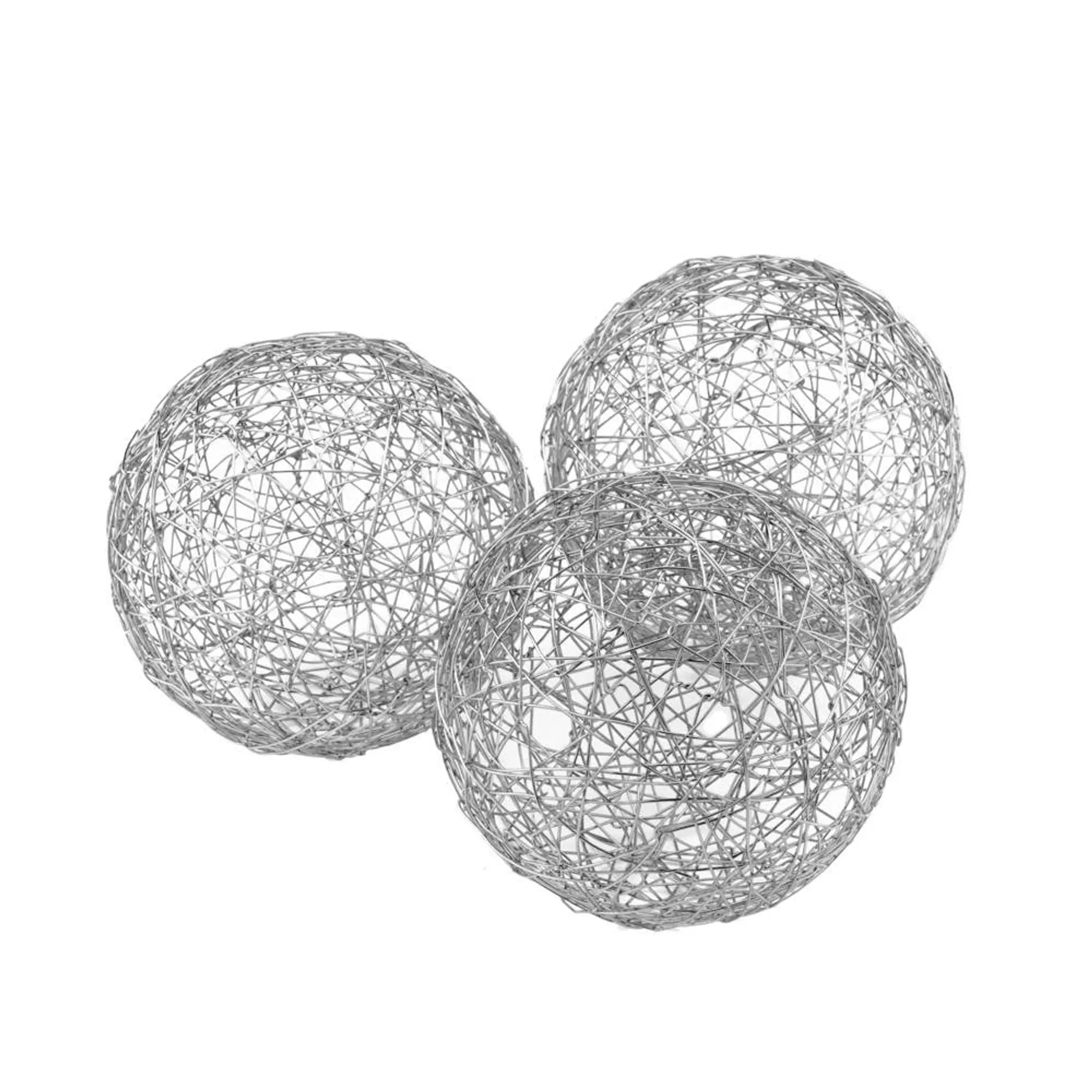 Guita Silver Wire Spheres/4"D - Box of 3 Modern Day Accents