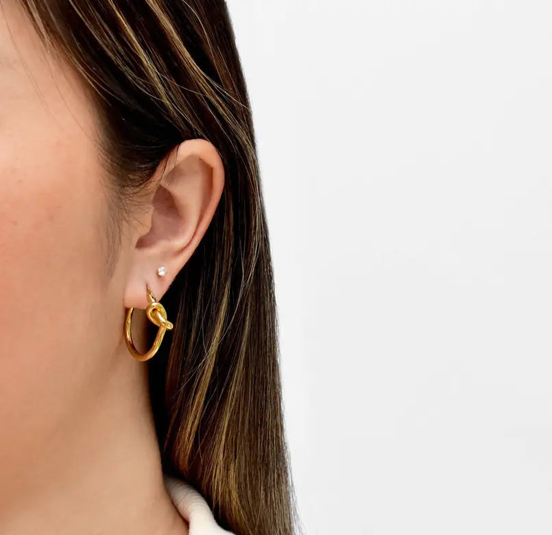 HARPER GOLD KNOT HOOP EARRINGS Mai Desiree