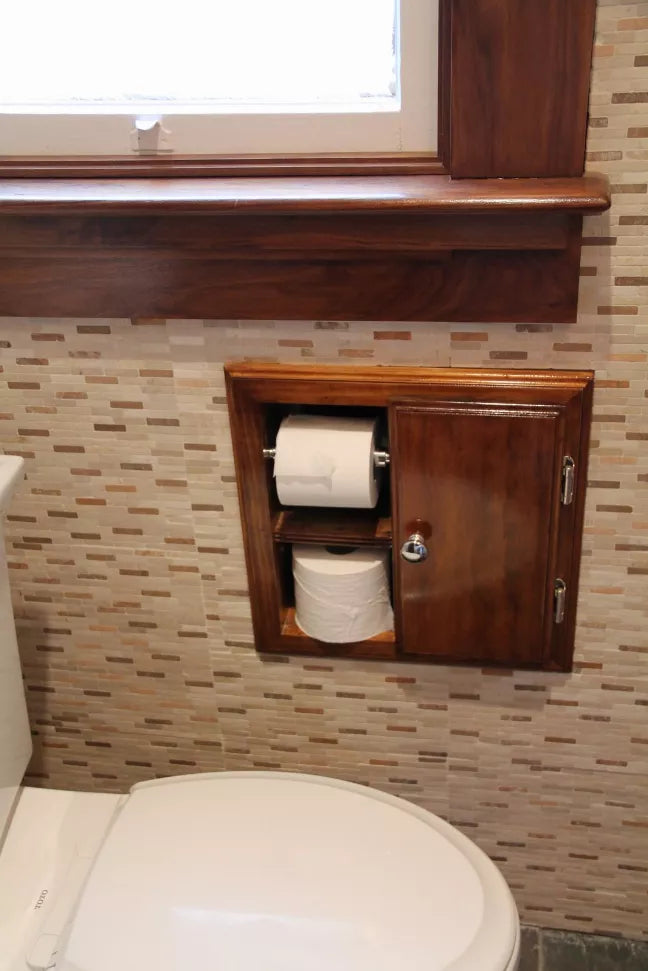 Haile Solid Wood Recessed Wood Toilet Paper Holder with Storage Cubby WG Wood Products, LLC