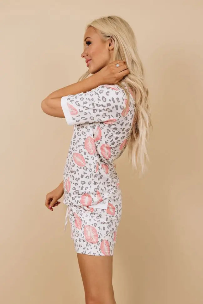 Halle Storm Lip + Leopard Loungewear Set Stay Warm in Style