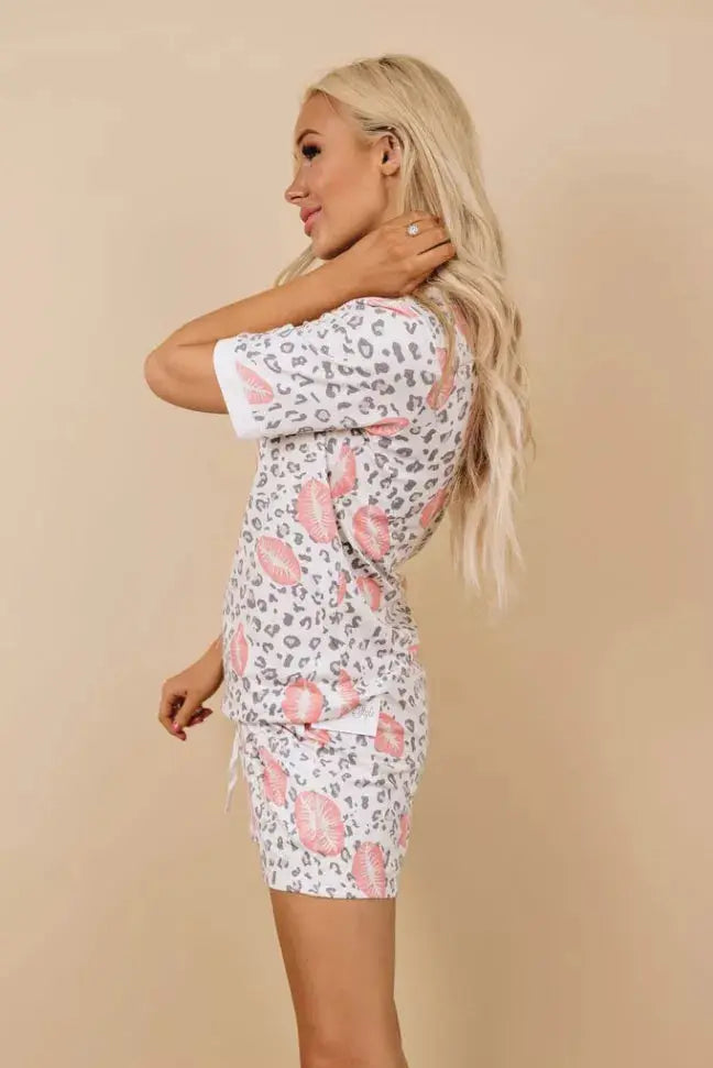 Halle Storm Lip + Leopard Loungewear Set Stay Warm in Style