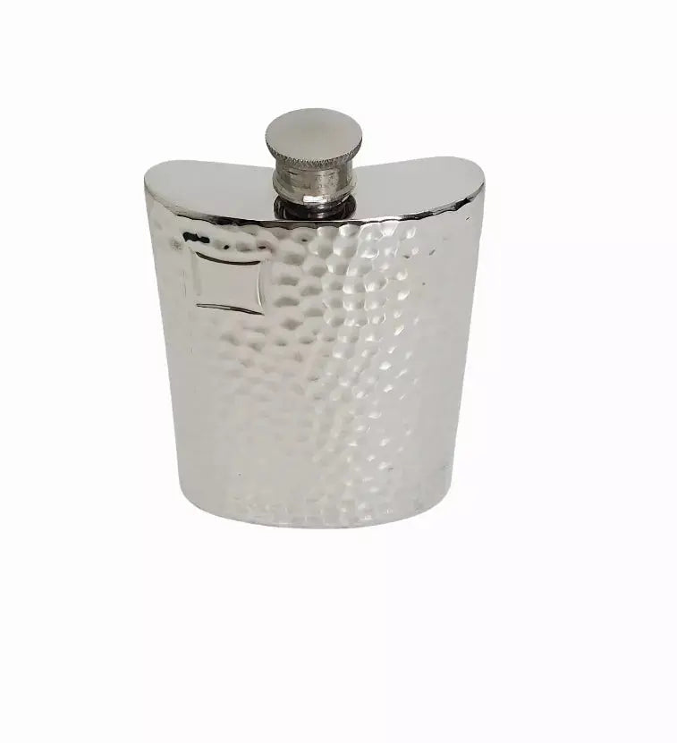 Hammered Flask English Pewter 6oz Corbell Silver