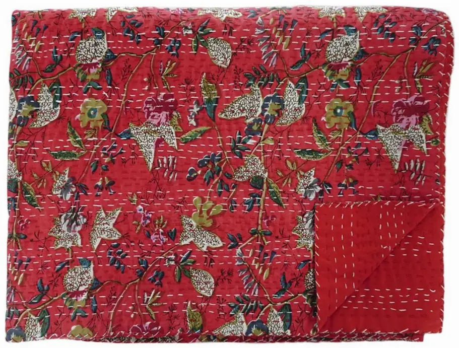 Hand Stitched Kantha Quilt / Coverlet Vintage Addiction
