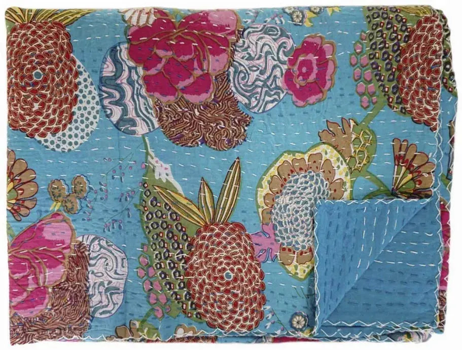 Hand Stitched Kantha Quilt / Coverlet Vintage Addiction