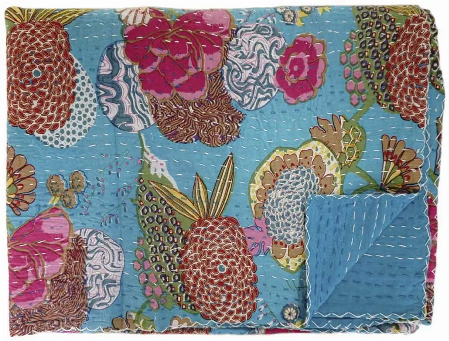 Hand Stitched Kantha Quilt / Coverlet Vintage Addiction
