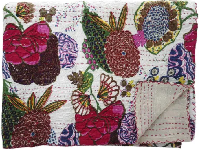 Hand Stitched Kantha Quilt / Coverlet Vintage Addiction