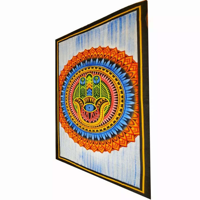 Hand of Fatima Wall Art Room Decoration Cotton Tapestry Bedspread Wild Lotus