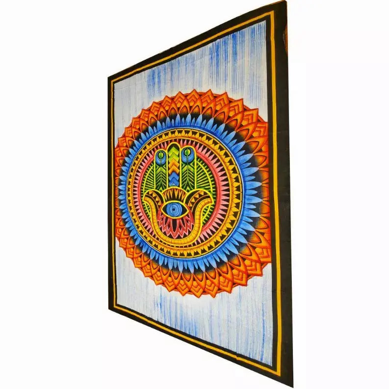 Hand of Fatima Wall Art Room Decoration Cotton Tapestry Bedspread Wild Lotus