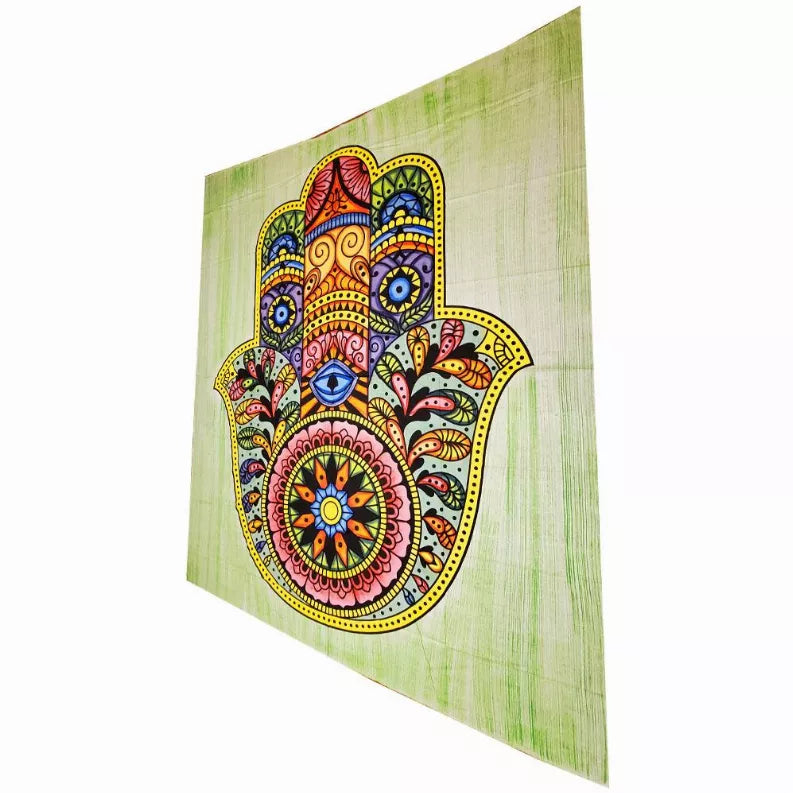 Hand of Fatima Wall Art Room Decoration Cotton Tapestry Bedspread Wild Lotus