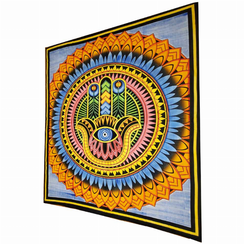 Hand of Fatima Wall Art Room Decoration Cotton Tapestry Full Size Bedspread Wild Lotus