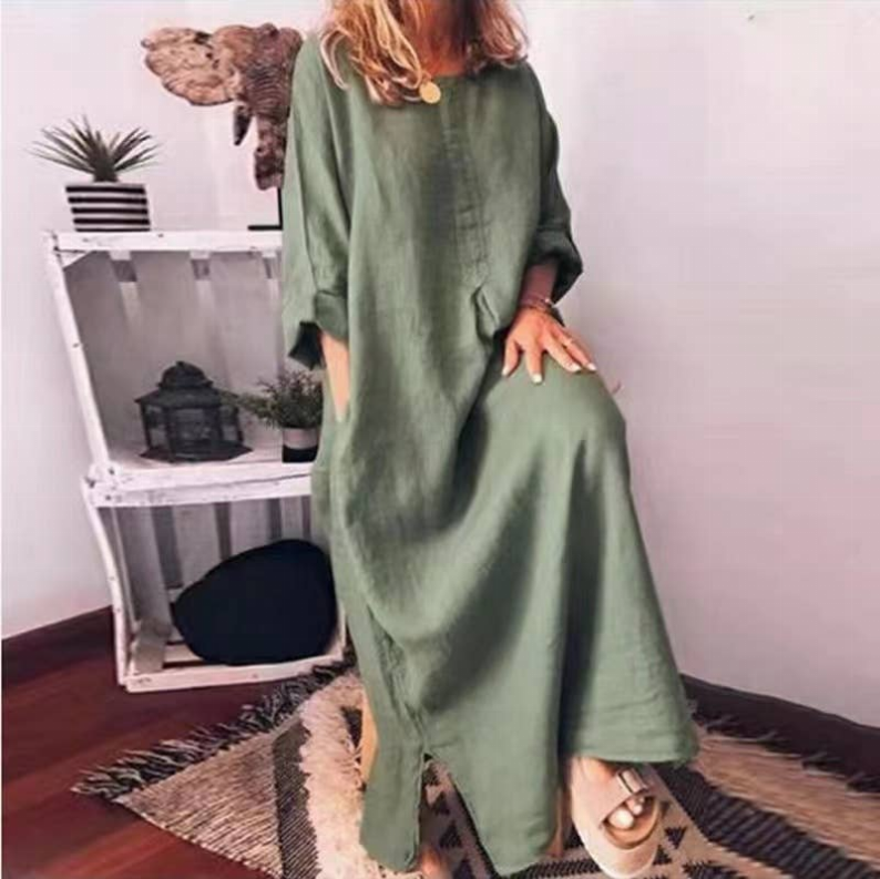 Handmade- 100% Linen Long Dress Multi Colors Pawsome Pet